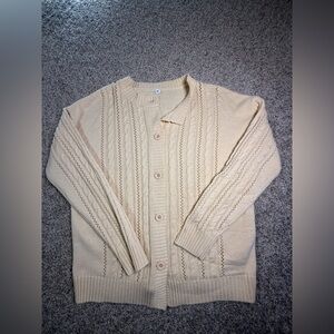 Chunky Cream Cable Knit Button-Down Cardigan Women’s XL